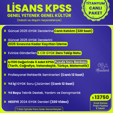 2025 LİSANS KPSS CANLI DERS (TİTANYUM PAKET)