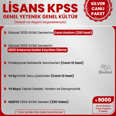 2025 LİSANS KPSS CANLI DERS (SİLVER PAKET)