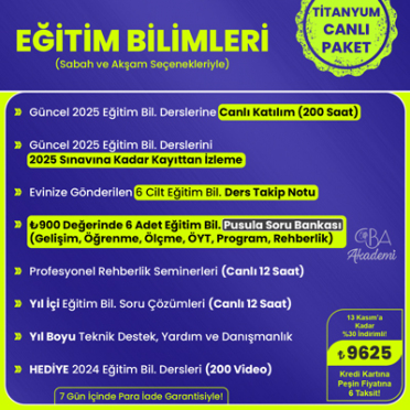 2025 AGS2 Eğitimin Temelleri + Hediye AGS3 Mevzuat CANLI DERS (TİTANYUM PAKET)