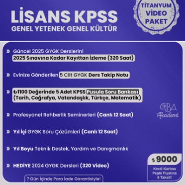 2025 LİSANS KPSS VİDEO DERS (TİTANYUM PAKET)