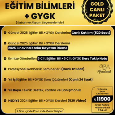 2025 AGS2 Eğitimin Temelleri + AGS1 Sözel Sayısal Yetenek, Tarih, Coğrafya + Hediye AGS3 Mevzuat CANLI DERS (GOLD PAKET)