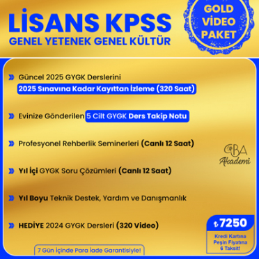 2025 LİSANS KPSS VİDEO DERS (GOLD PAKET)