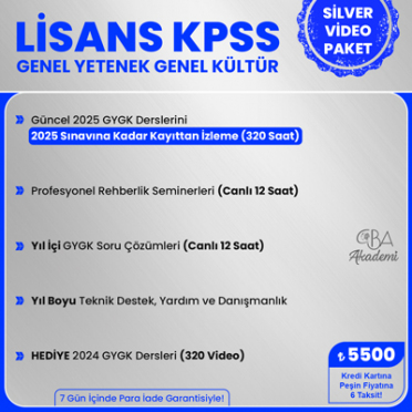 2025 LİSANS KPSS VİDEO DERS (SİLVER PAKET)