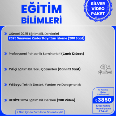 2025 AGS2 Eğitimin Temelleri + Hediye AGS3 Mevzuat VİDEO DERS (SİLVER PAKET)