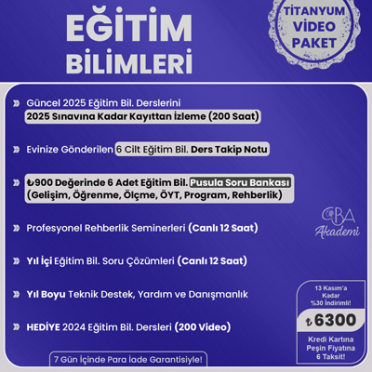 2025 AGS2 Eğitimin Temelleri + Hediye AGS3 Mevzuat VİDEO DERS (TİTANYUM PAKET)