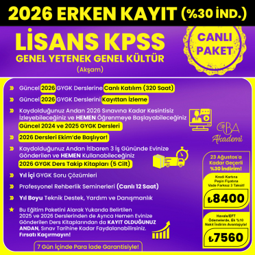 2026 LİSANS KPSS (Akşam) CANLI DERS (23 Ağustos'a Kadar %30 İndirimli)