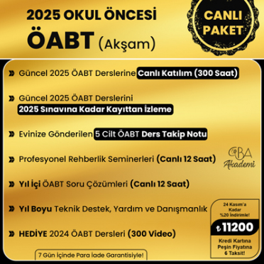 2025 OKUL ÖNCESİ ÖABT (Akşam) CANLI DERS