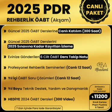 2025 PDR REHBERLİK ÖABT (Akşam) CANLI DERS