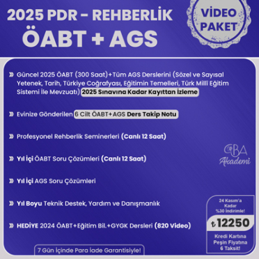 2025 PDR REHBERLİK ÖABT + AGS VİDEO DERS