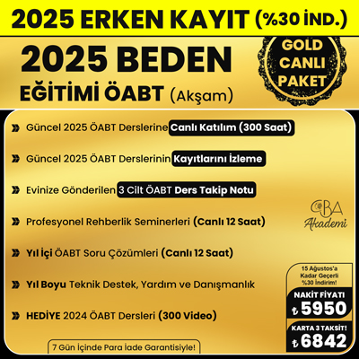 2025 BEDEN EĞİTİMİ ÖABT (Akşam) CANLI DERS (GOLD PAKET)