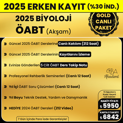 2025 BİYOLOJİ ÖABT (Akşam) CANLI DERS (GOLD PAKET)