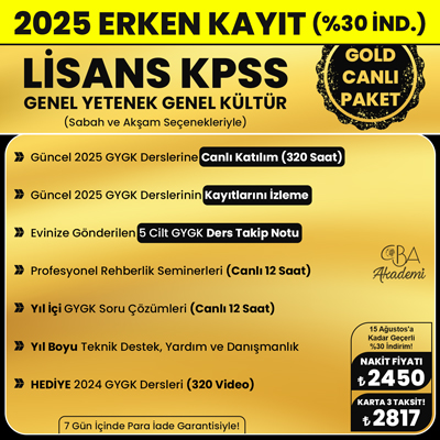 2025 LİSANS KPSS CANLI DERS (GOLD PAKET)