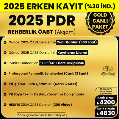 2025 PDR REHBERLİK ÖABT (Akşam) CANLI DERS (GOLD PAKET)