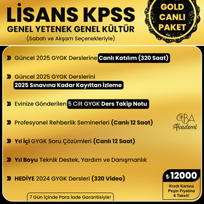 2025 LİSANS KPSS CANLI DERS (GOLD PAKET)