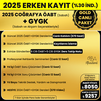 2025 COĞRAFYA ÖABT (Sabah) + GYGK CANLI DERS (GOLD PAKET)