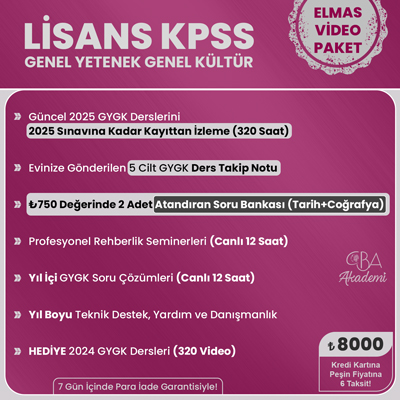 2025 LİSANS KPSS VİDEO DERS (ELMAS PAKET)