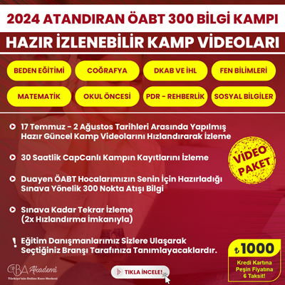 2024 ÖABT Atandıran 300 Bilgi Kampı Hazır İzlenebilir Kamp Videoları