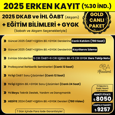 2025 DKAB + İHL ÖABT (Akşam) + EĞİTİM BİL. + GYGK CANLI DERS (GOLD PAKET)
