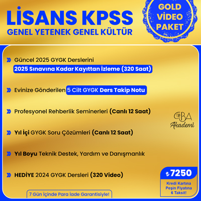 2025 LİSANS KPSS VİDEO DERS (GOLD PAKET)