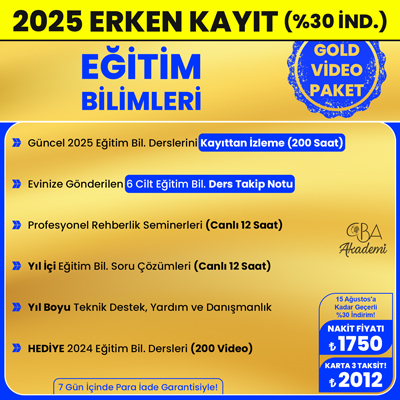 2025 EĞİTİM BİLİMLERİ VİDEO DERS (GOLD PAKET)