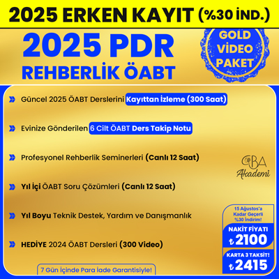 2025 PDR REHBERLİK ÖABT VİDEO DERS (GOLD PAKET)