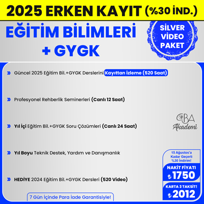2025 EĞİTİM BİLİMLERİ + GYGK VİDEO DERS (SİLVER PAKET)