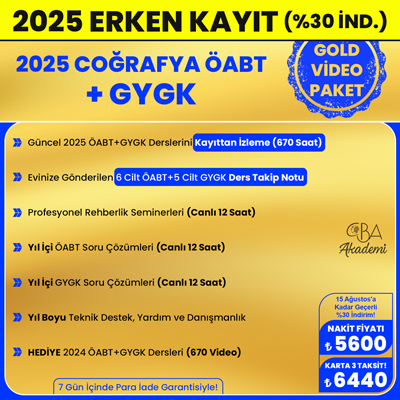 2025 COĞRAFYA ÖABT + GYGK VİDEO DERS (GOLD PAKET)