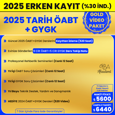 2025 TARİH ÖABT + GYGK VİDEO DERS (GOLD PAKET)