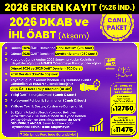2026 DKAB ve İHL ÖABT (Akşam) CANLI DERS (25 Temmuz'a Kadar %25 İndirimli)