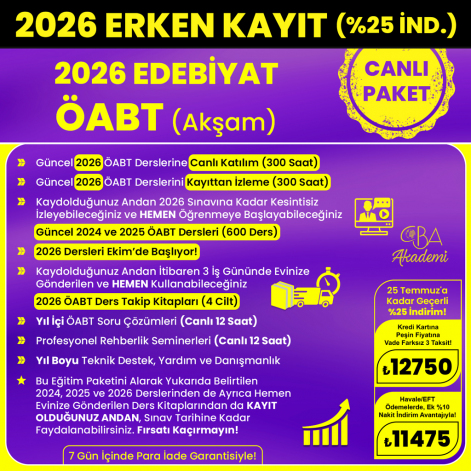 2026 EDEBİYAT ÖABT (Akşam) CANLI DERS (25 Temmuz'a Kadar %25 İndirimli)