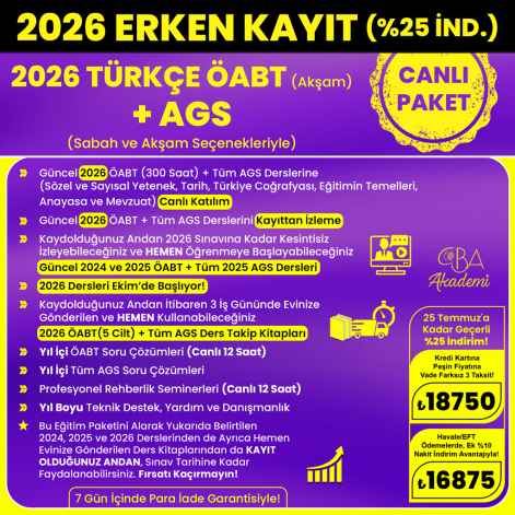 2026 TÜRKÇE ÖABT + AGS CANLI DERS (25 Temmuz'a Kadar %25 İndirimli)