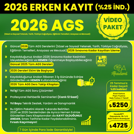 2026 AGS VİDEO DERS (25 Temmuz'a Kadar %25 İndirimli)