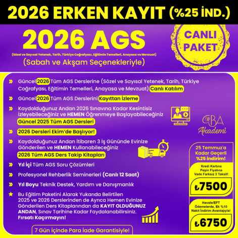 2026 AGS CANLI DERS (25 Temmuz'a Kadar %25 İndirimli)