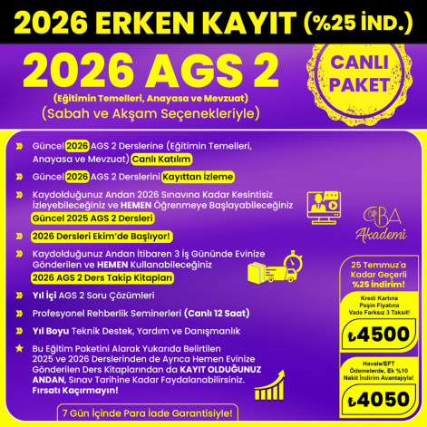 2026 AGS 2 (Eğitimin Temelleri, Anayasa ve Mevzuat) CANLI DERS (25 Temmuz'a Kadar %25 İndirimli)
