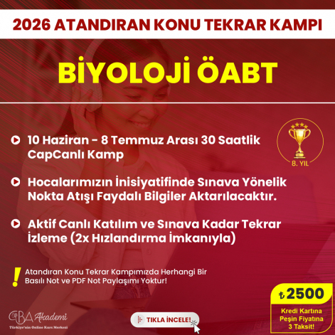 2026 Biyoloji ÖABT Atandıran Konu Tekrar Kampı