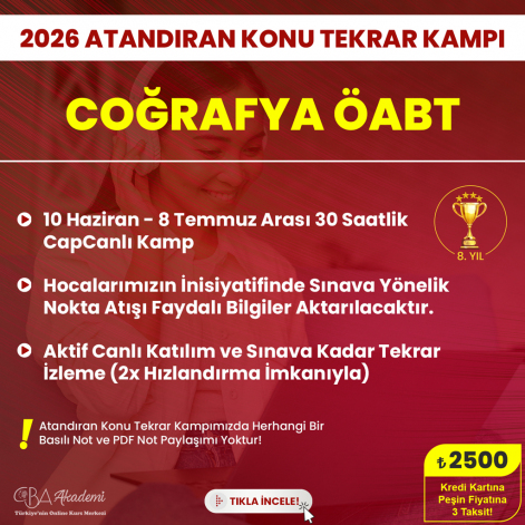 2026 Coğrafya ÖABT Atandıran Konu Tekrar Kampı