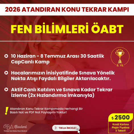 2026 Fen Bilimleri ÖABT Atandıran Konu Tekrar Kampı