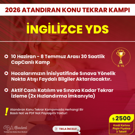 2026 İngilizce YDS Atandıran Konu Tekrar Kampı