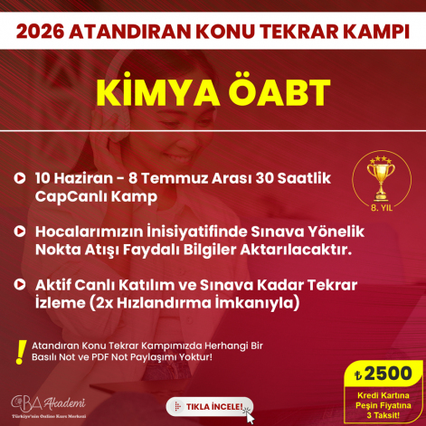 2026 Kimya ÖABT Atandıran Konu Tekrar Kampı
