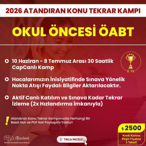 2026 Okul Öncesi ÖABT Atandıran Konu Tekrar Kampı