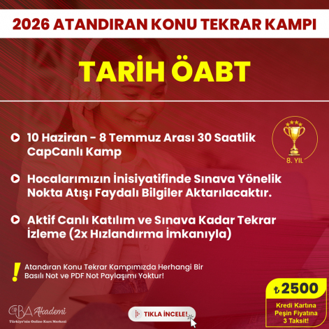 2026 Tarih ÖABT Atandıran Konu Tekrar Kampı