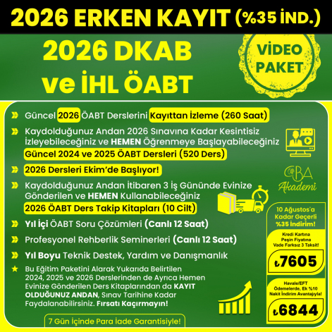 2026 DKAB ve İHL ÖABT VİDEO DERS (10 AĞustos'a Kadar %35 İndirimli)