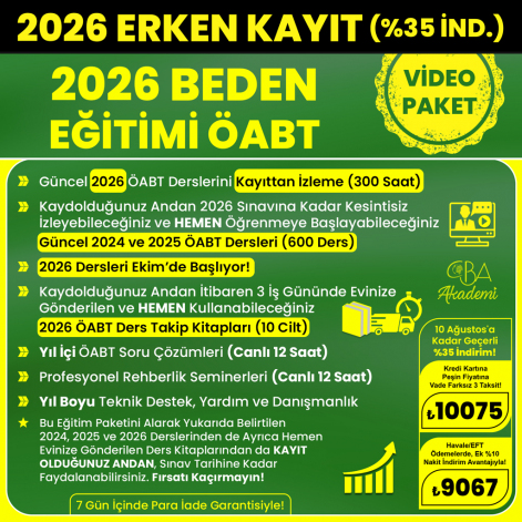 2026 BEDEN EĞİTİMİ ÖABT VİDEO DERS (10 AĞustos'a Kadar %35 İndirimli)