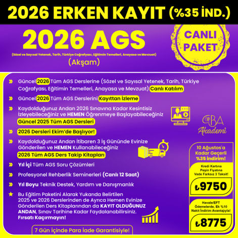 2026 AGS (Akşam) CANLI DERS (10 Ağustos'a Kadar %35 İndirimli)