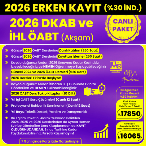 2026 DKAB ve İHL ÖABT (Akşam) CANLI DERS (23 Ağustos'a Kadar %30 İndirimli)