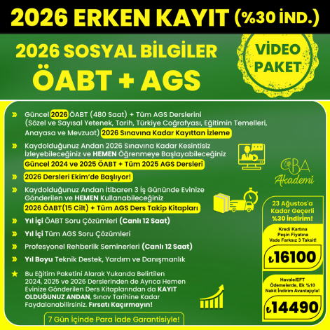 2026 SOSYAL BİLGİLER ÖABT + AGS VİDEO DERS (23 Ağustos'a Kadar %30 İndirimli)