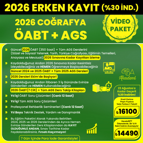 2026 COĞRAFYA ÖABT + AGS VİDEO DERS (23 Ağustos'a Kadar %30 İndirimli)