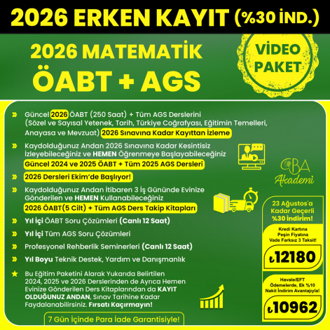 2026 MATEMATİK ÖABT + AGS VİDEO DERS (23 Ağustos'a Kadar %30 İndirimli)