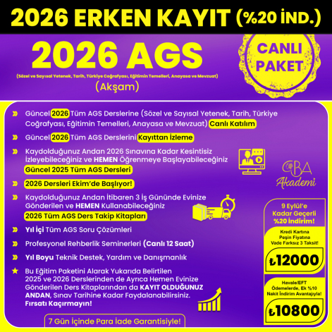 2026 AGS (Akşam) CANLI DERS (9 Eylül'e Kadar %20 İndirimli)