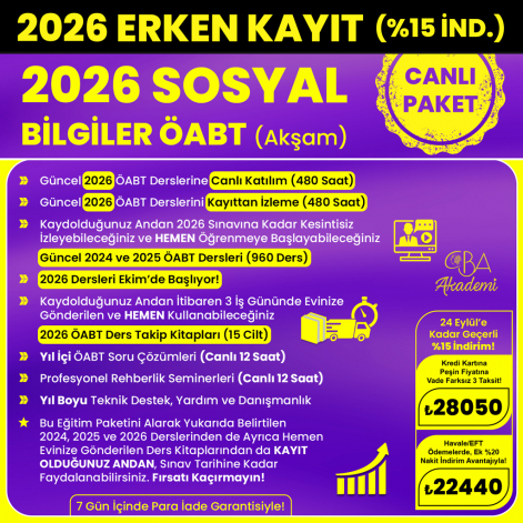 2026 SOSYAL BİLGİLER ÖABT (Akşam) CANLI DERS (24 Eylül'e Kadar %15 İndirimli)
